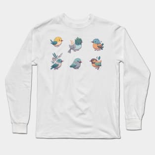 Cute Birds Sticker Pack 3 Long Sleeve T-Shirt